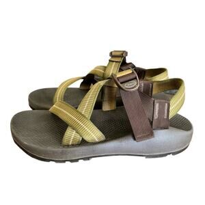 CHACO Z1 Brown/Green Nylon Strap Vibram Sole Men's Waterproof Sandals Size 12